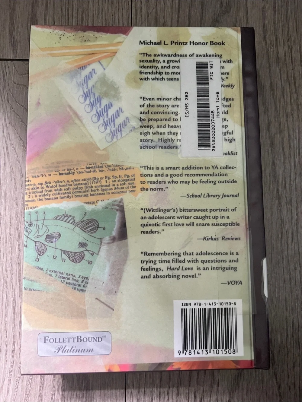 Hard Love Paperback Book by Ellen Wittlinger - Pink Purple Yellow Cover